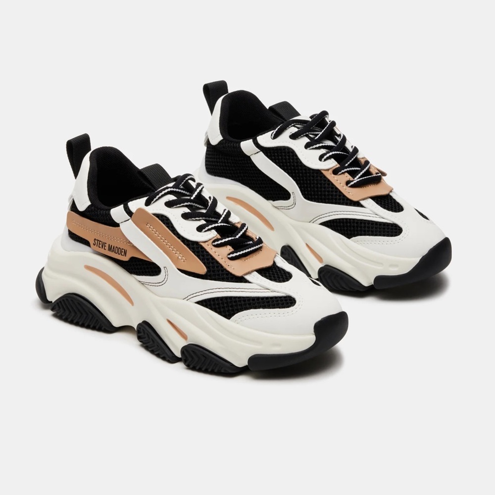 Steve Madden Possession Sneakers in Black/Tan